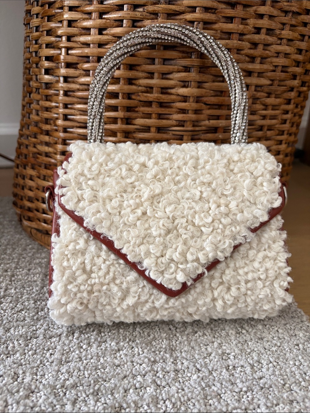 GEDEBE Two-tone nappa leather and eco shearling bag